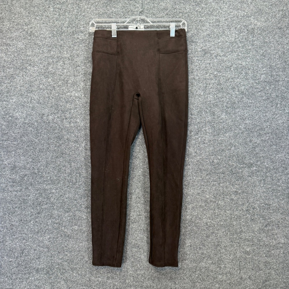Spanx Leggings Women Small Petite Brown Faux‎ Suede Tummy Control Slimming Pants